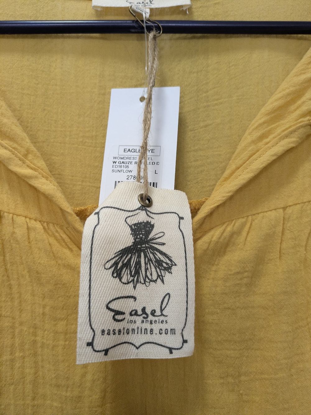 Easel Mustard Tiered Maxi Dress with Tassel Ties - Picture 3 of 5